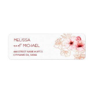 Floral Cherry Blossoms Pink White |  Wedding Return Address Label