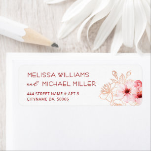 Floral Cherry Blossoms Pink White Wedding Return Address Label