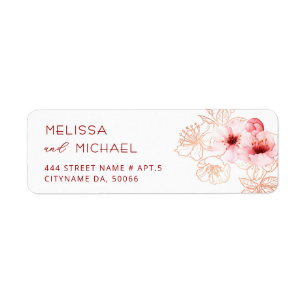 Floral Cherry Blossoms Pink White Wedding Return Address Label