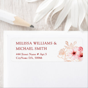 Floral Cherry Blossoms Pink White Wedding Return Address Label