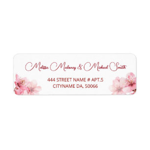 Floral Cherry Blossoms Pink White    Wedding Return Address Label