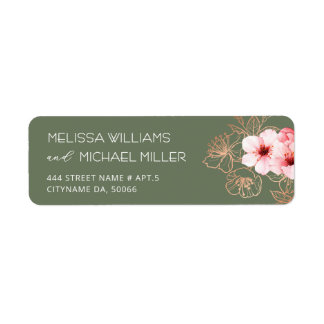 Floral Cherry Blossoms Pink White |  Wedding Return Address Label