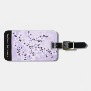 Floral Cherry Blossoms Purple Personalise Luggage Tag