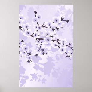 Floral Cherry Blossoms Purple Poster