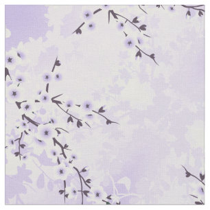 Floral Cherry Blossoms Sakura  Purple Fabric