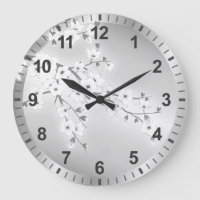 Floral Cherry Blossoms Silver Numbers