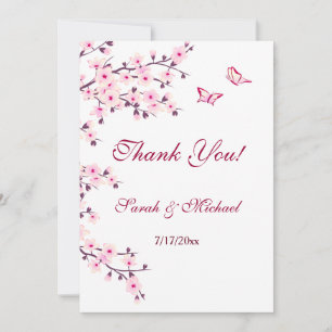 Floral Cherry Blossoms Wedding Thank You Card
