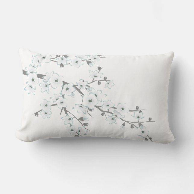 Floral Cherry Blossoms White Choose Background Lumbar Cushion (Front)