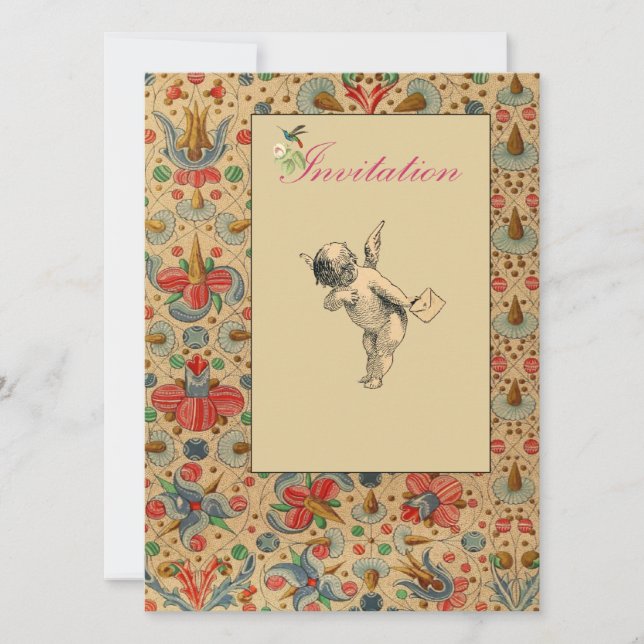 Floral Cherub Invites (Front)