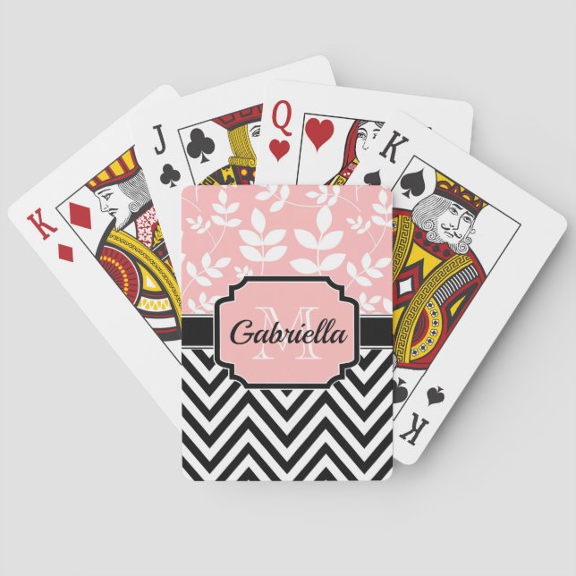 Floral & Chevron Pattern Playing Cards (Back)