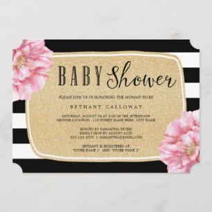 Floral Chic Baby Shower Invitation / Champagne