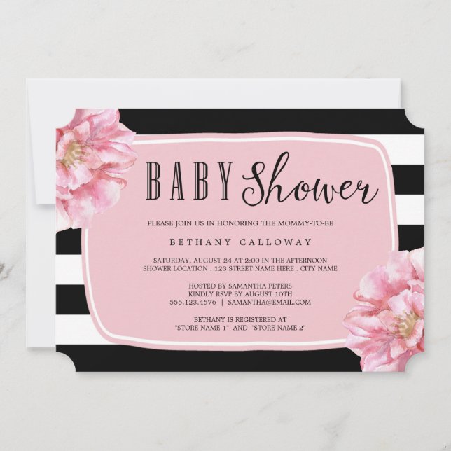 Floral Chic Baby Shower Invitation / Pink (Front)