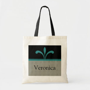 Floral Chic Bag, Teal Tote Bag