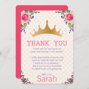 Floral Chic Birthday Thank you Card