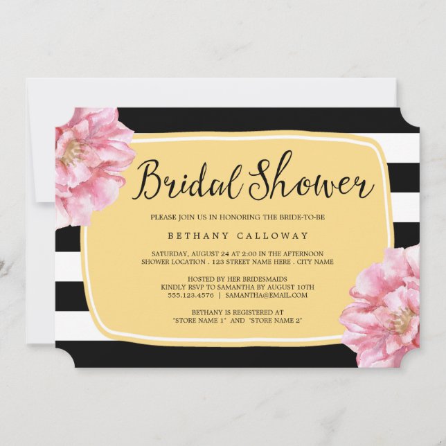 Floral Chic Bridal Shower Invitation / Yellow (Front)