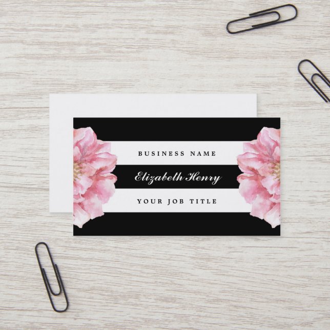 Floral Chic Business Cards (Front/Back In Situ)