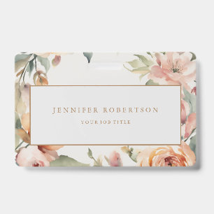 Floral Chic Classical Personalised Customised ID Badge