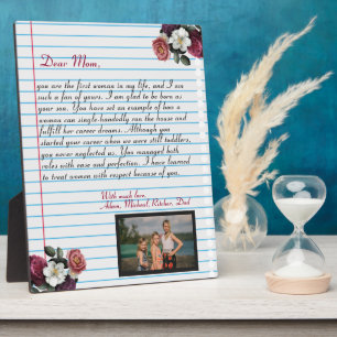 Floral Chic handwritten love letter mum message  Plaque