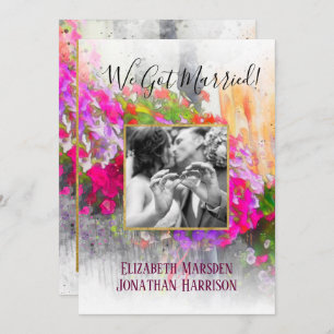 Floral Chic Just Married Announcement Reception