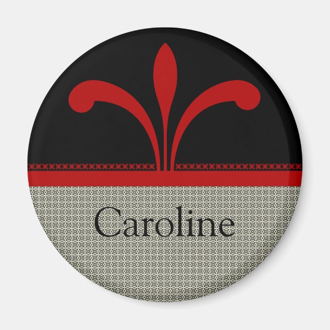 Floral Chic Magnet, Dark Red Magnet (Front)