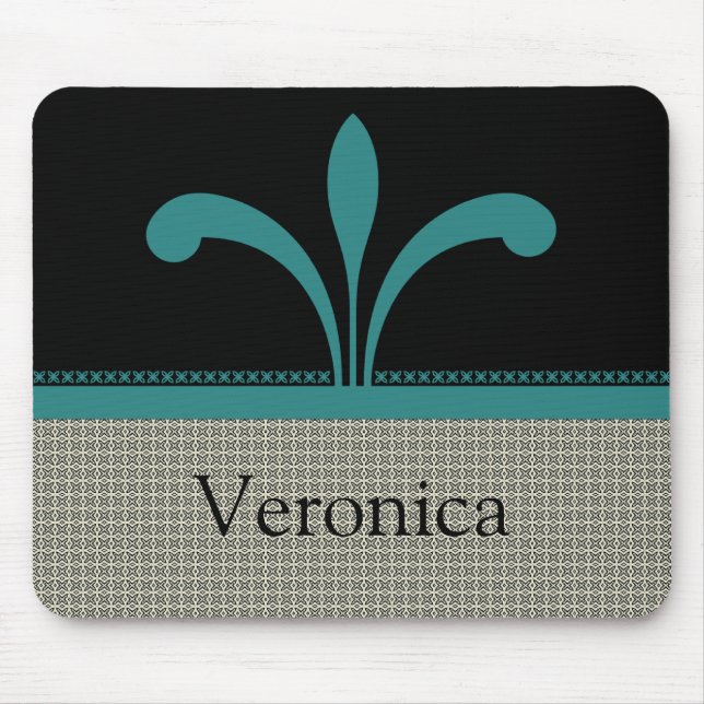 Floral Chic Mousepad, Teal Mouse Pad (Front)