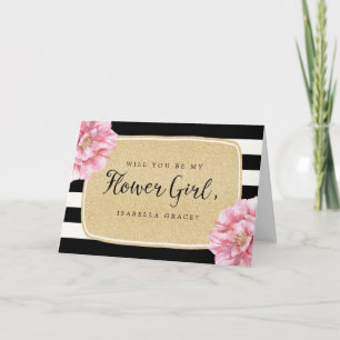 Floral Chic Name Flower Girl Card / Champagne