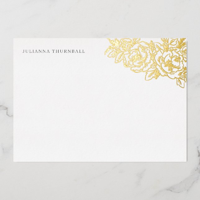 Floral Chic Peony Luxe Personal Stationery  (Front)