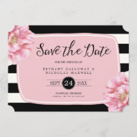 Floral Chic Photo Save the Date Card / Pink