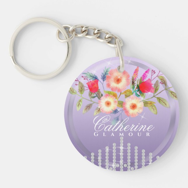 Floral Chic Purple Key Ring (Front)
