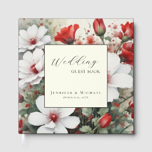 Floral Chic Simple Minimalist Modern Plain Wedding Guest Book