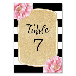 Floral Chic Table Number Card / Champagne