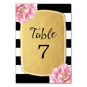 Floral Chic Table Number Card / Gold