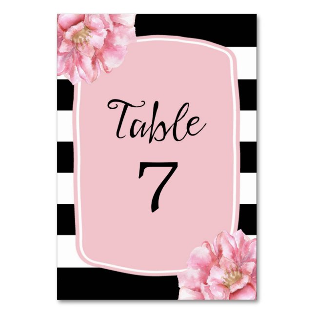 Floral Chic Table Number Card / Pink (Front)