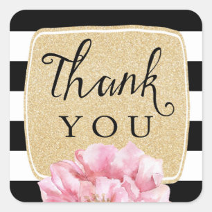 Floral Chic Thank You Stickers / Champagne
