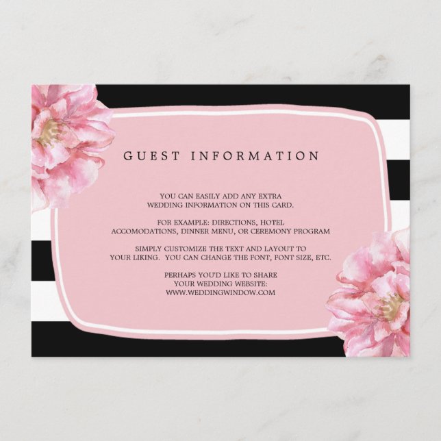 Floral Chic Wedding Insert Card / Pink (Front)