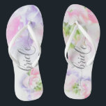 FLORAL CHIC WEDDING SWEET PEAS Bride Thongs<br><div class="desc">Bride Sandals to match the collection-  Floral Chic Wedding Sweet Peas in pink and lavender with pretty calligraphy and modern fonts</div>