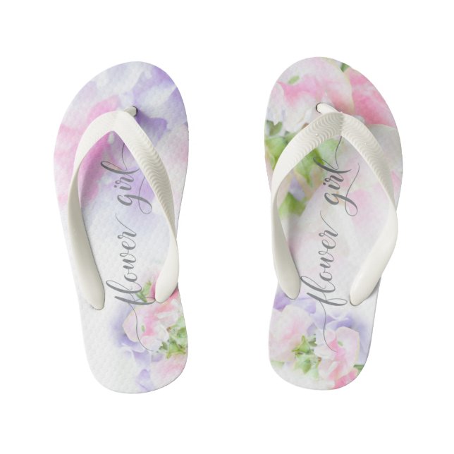 FLORAL CHIC WEDDING SWEET PEAS Flower Girl2 Kid's Thongs (Footbed)