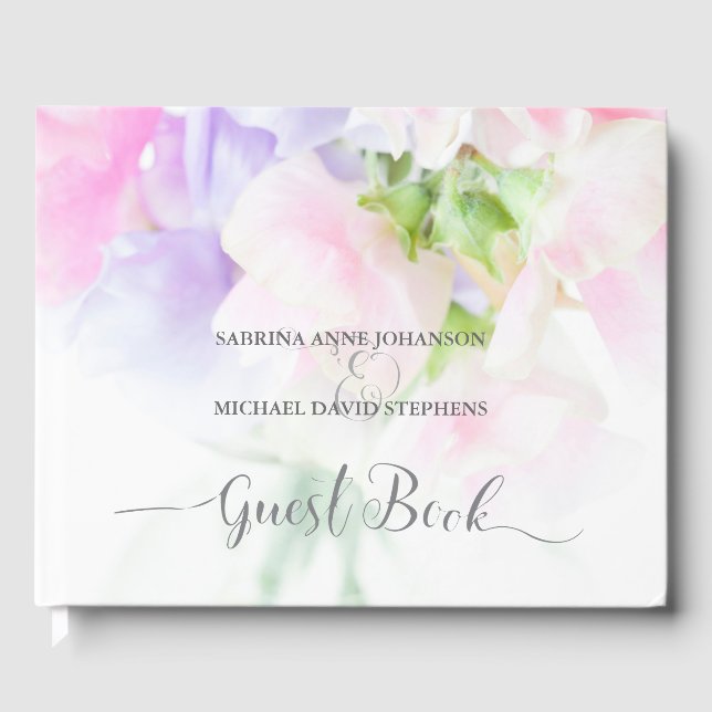 FLORAL CHIC WEDDING SWEET PEAS GUEST BOOK (Front)