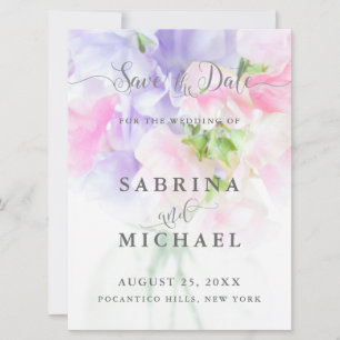 FLORAL CHIC WEDDING SWEET PEAS SAVE THE DATE