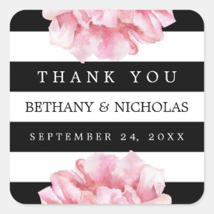 Floral Chic Wedding Thank You Favour Stickers