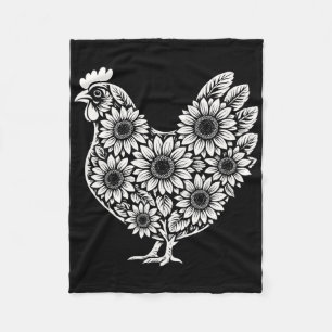 Floral Chicken Farmer Fleece Blanket