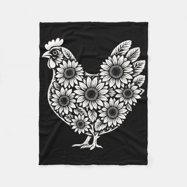 Floral Chicken Farmer  Fleece Blanket (Front)