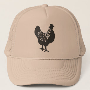 floral chicken silhouette trucker hat