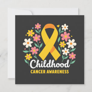 Floral Childhood Cancer Awareness Yellow Ribbon Announcement