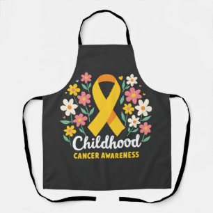 Floral Childhood Cancer Awareness Yellow Ribbon Apron