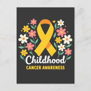 Floral Childhood Cancer Awareness Yellow Ribbon Invitation Postcard