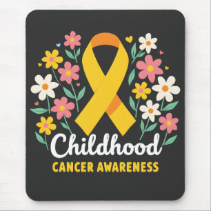 Floral Childhood Cancer Awareness Yellow Ribbon Mouse Pad