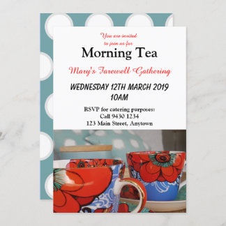 Floral China Cup Morning Afternoon Tea Customise Invitation