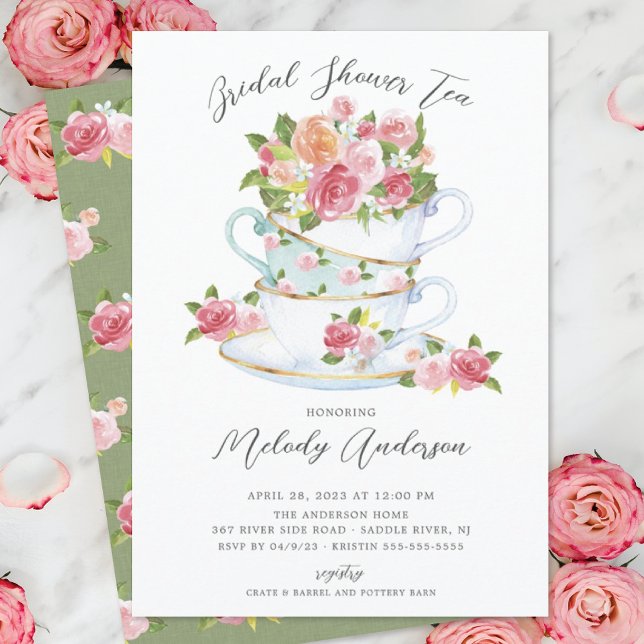 Floral China Tea Cup Bridal Shower Invitation (Creator Uploaded)