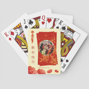 Floral Chinese New Year Lunar New Year Photo Playing Cards